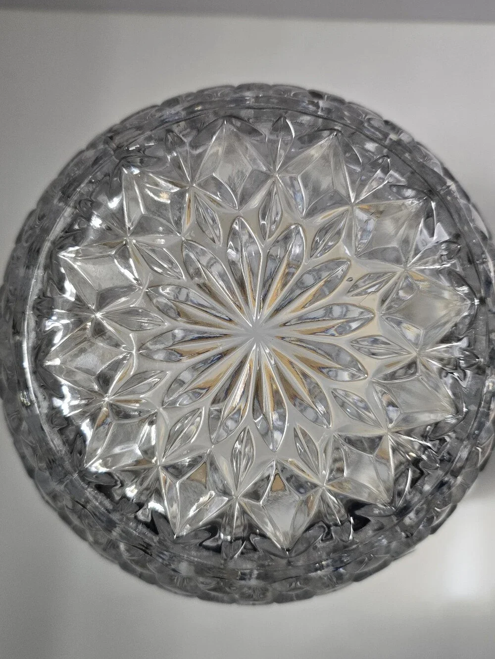 Heavy Crystal Pressed Glass Champagne Bucket With Gold Colored Rim W/Blemishes